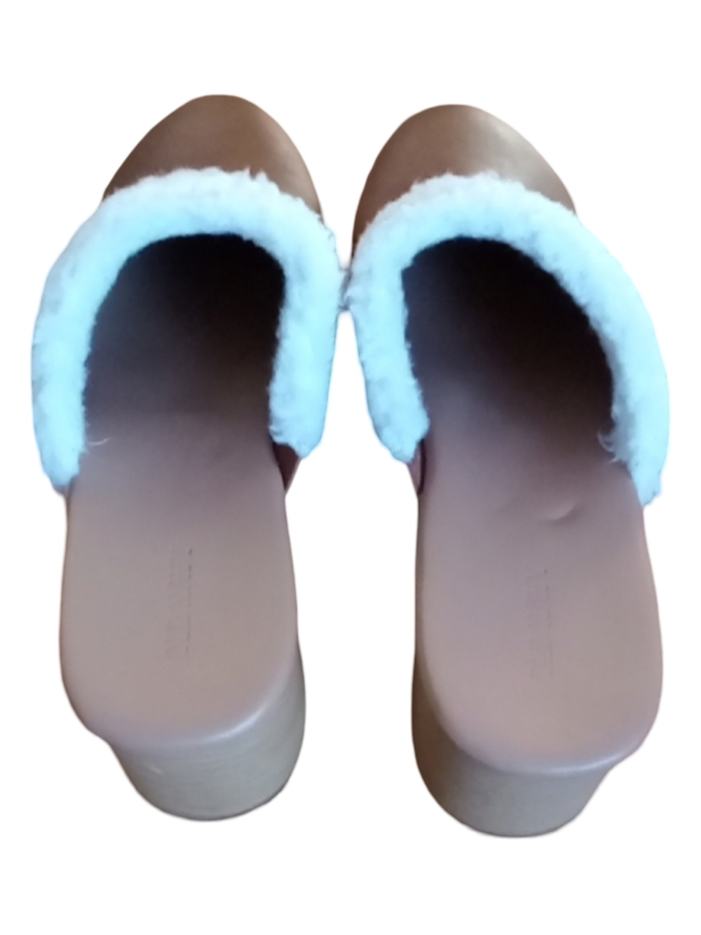 Old Navy Clogs Mules Cognac Shearling-Trim Slide Slip On Shoe Slipper Platform 9 - Picture 2 of 8